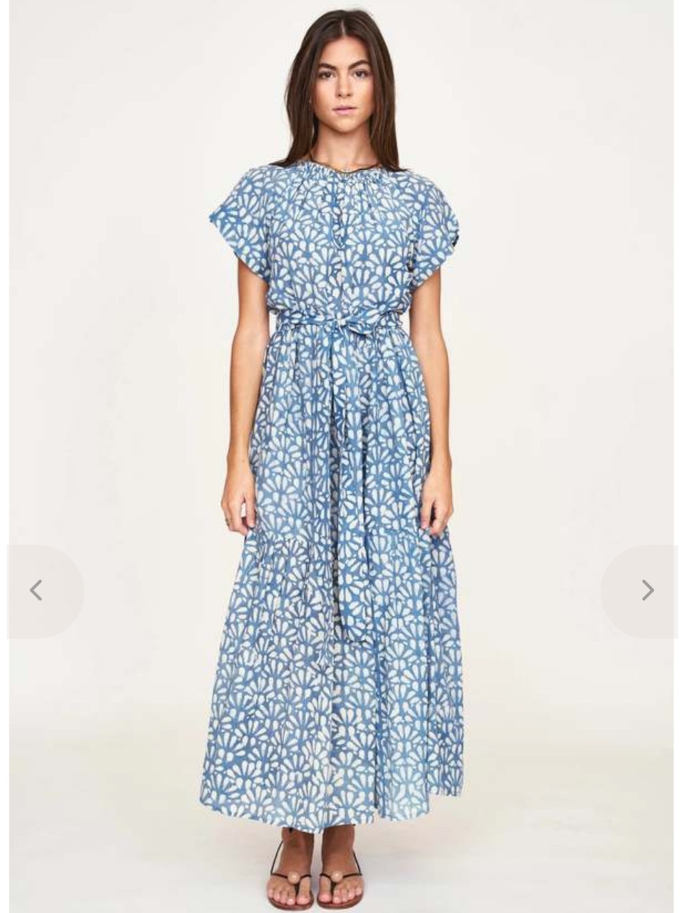 MIRTH Vienna Maxi Dress — Trellis in Indigo Blue, size Small
